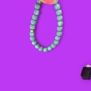 Blue beaded bracelet with silver accents